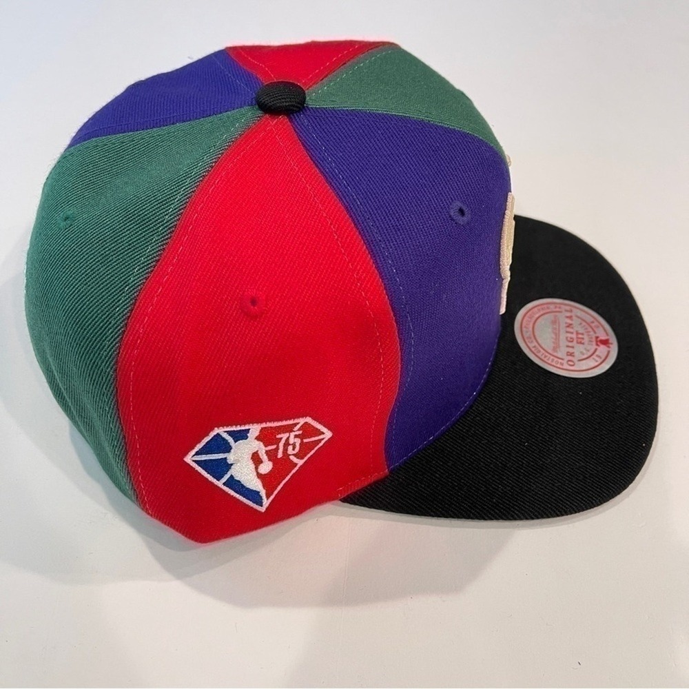 Milwaukee Bucks Mitchell & Ness x Lids Team Era Pinwheel Stripe Snapback Hat NEW - Picture 12 of 16